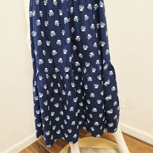 Universal Thread Midi Dress Large Sleeveless Stamped Floral Print Tiered Pockets - Picture 4 of 10